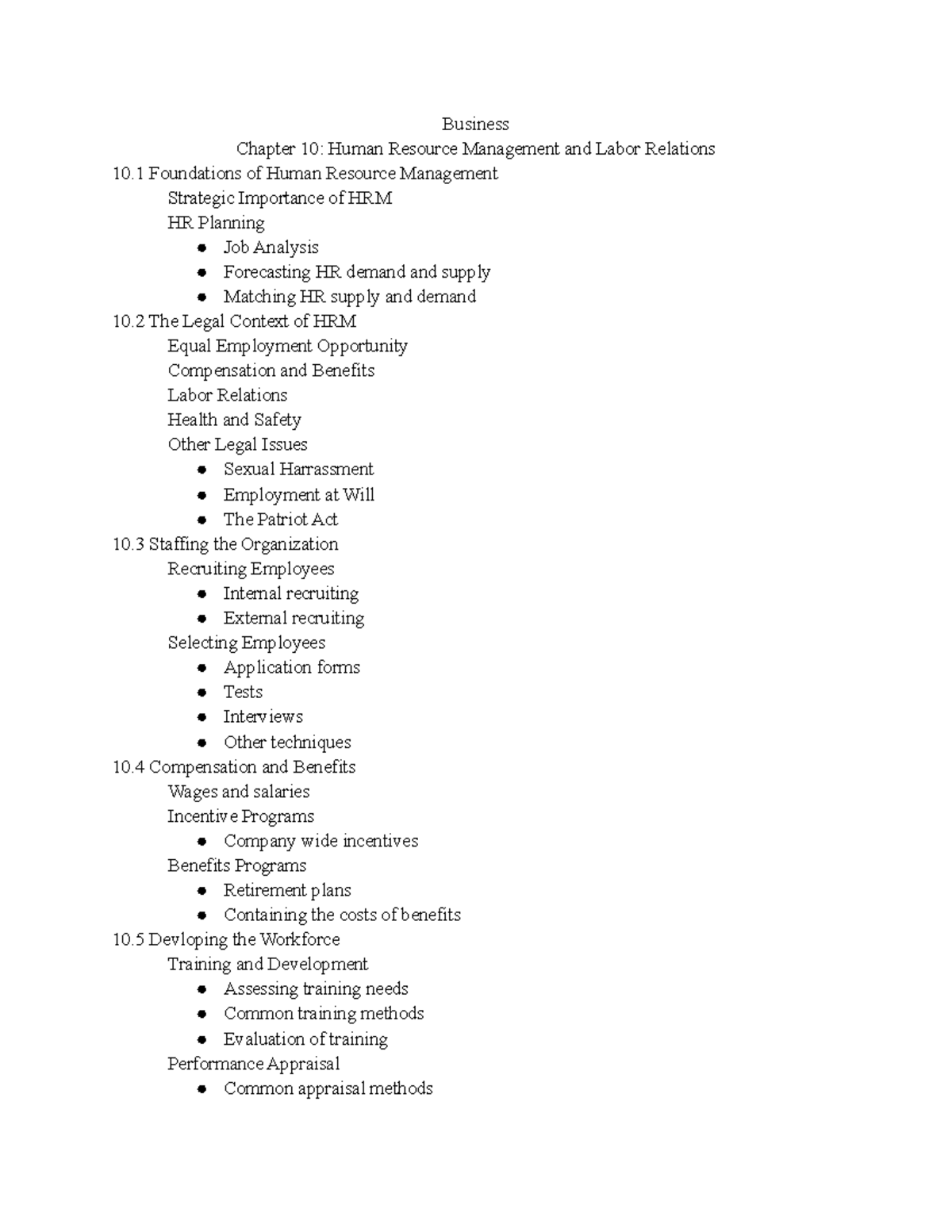 Buisness Chapter 10: Human Resource Management And Labor Relations ...