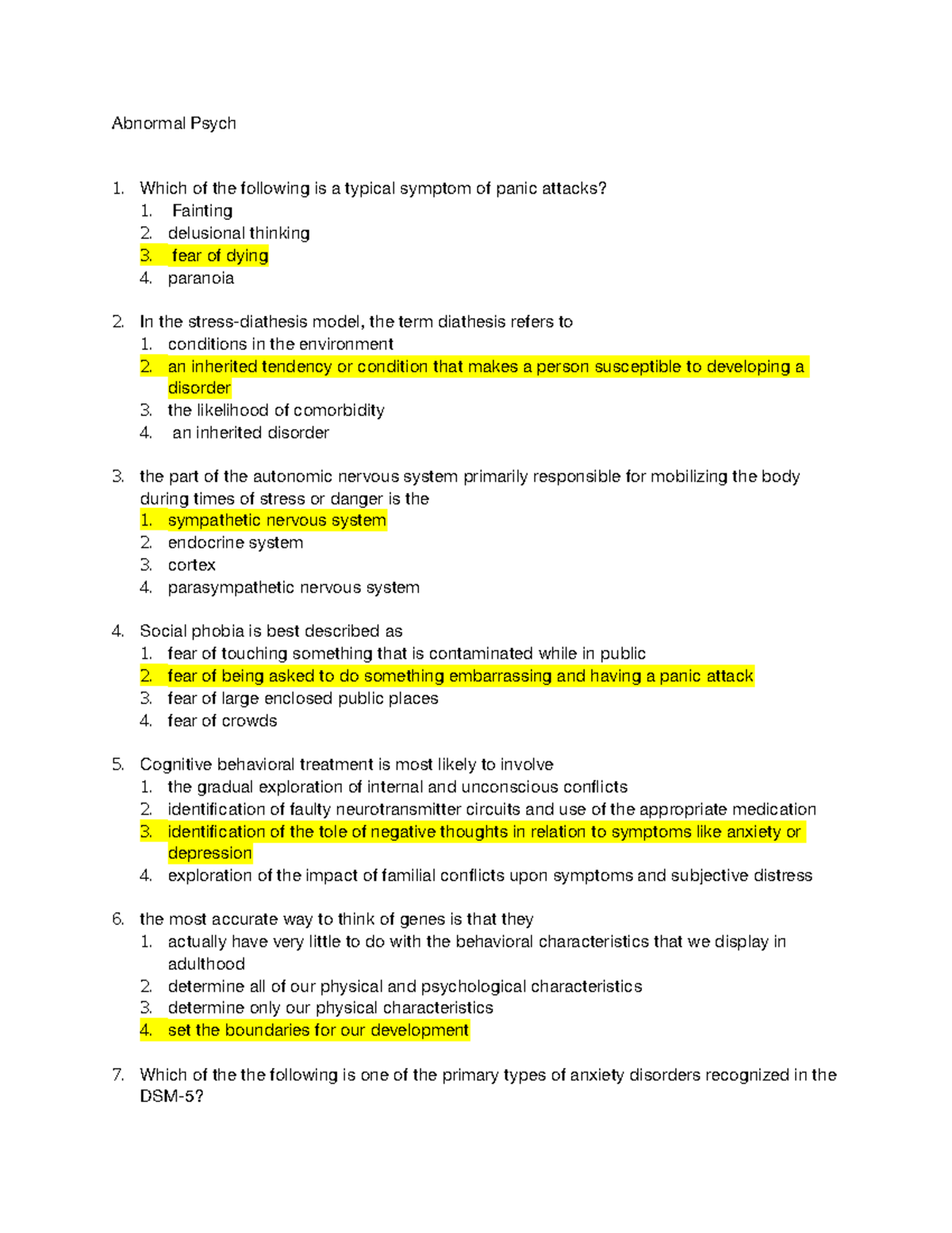 Abnormal Psych TEST 1 - Exam 1 - Abnormal Psych 1. Which Of The ...