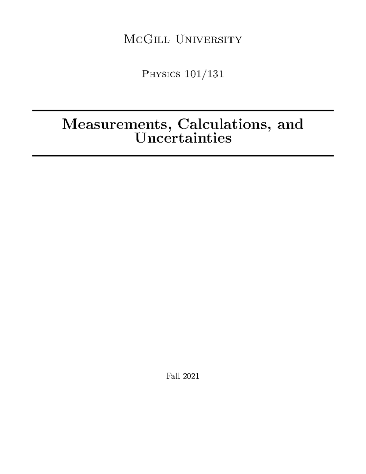 Measurements and Uncertainties - McGill University Physics 101 ...