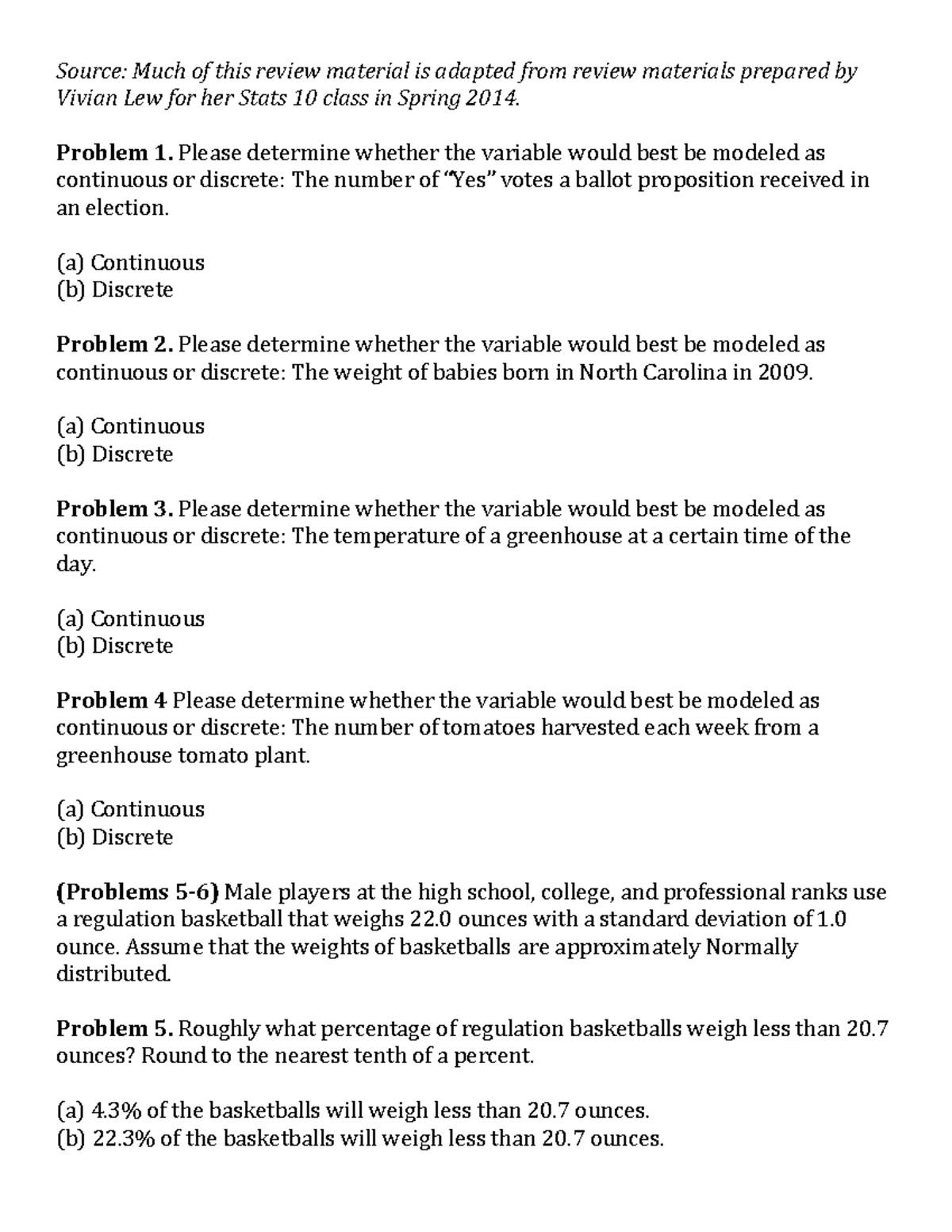 Stats 10+Practice+Exam+2 - Source: Much of this review material is ...