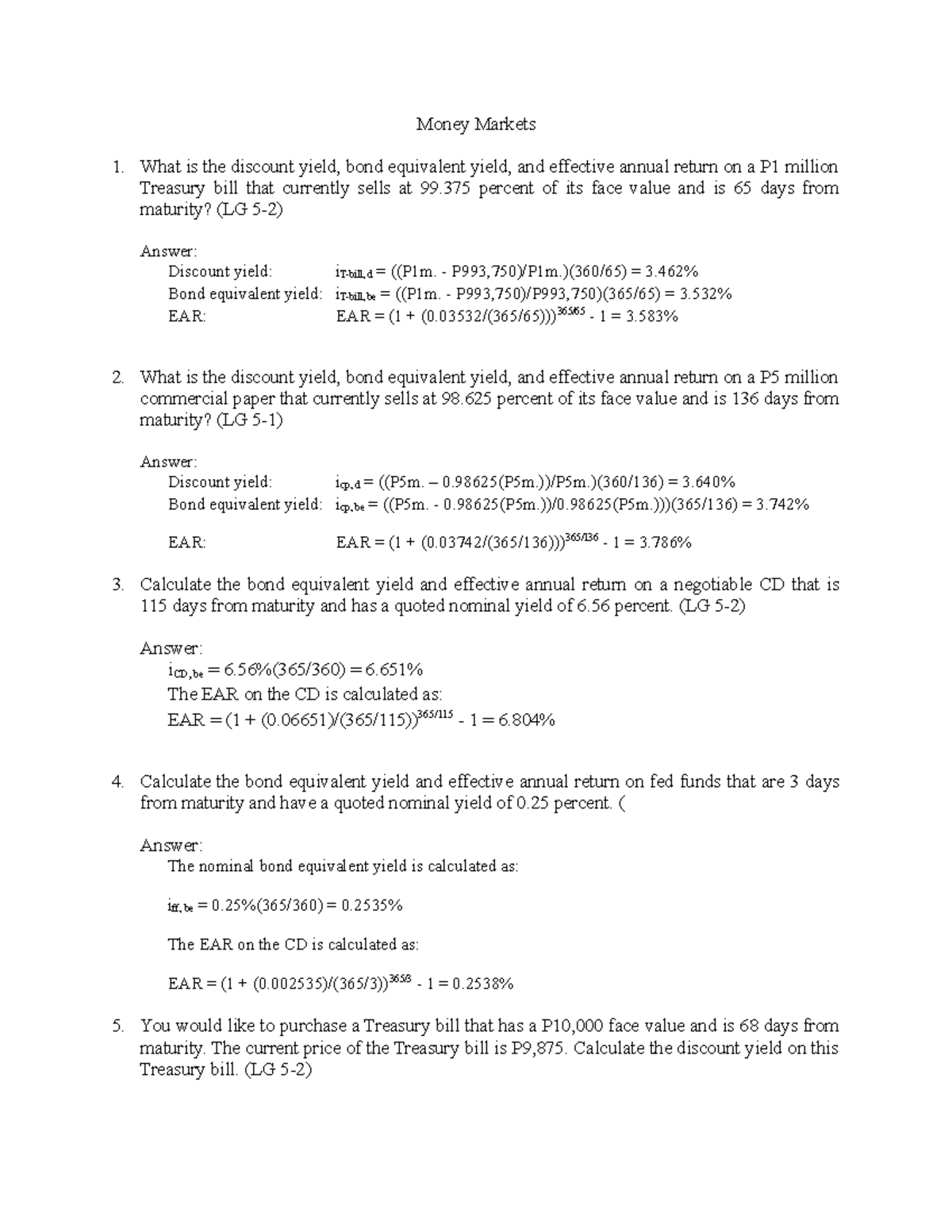 4 - Money And Mortgage Markets - Q & A - Money Markets What Is The 