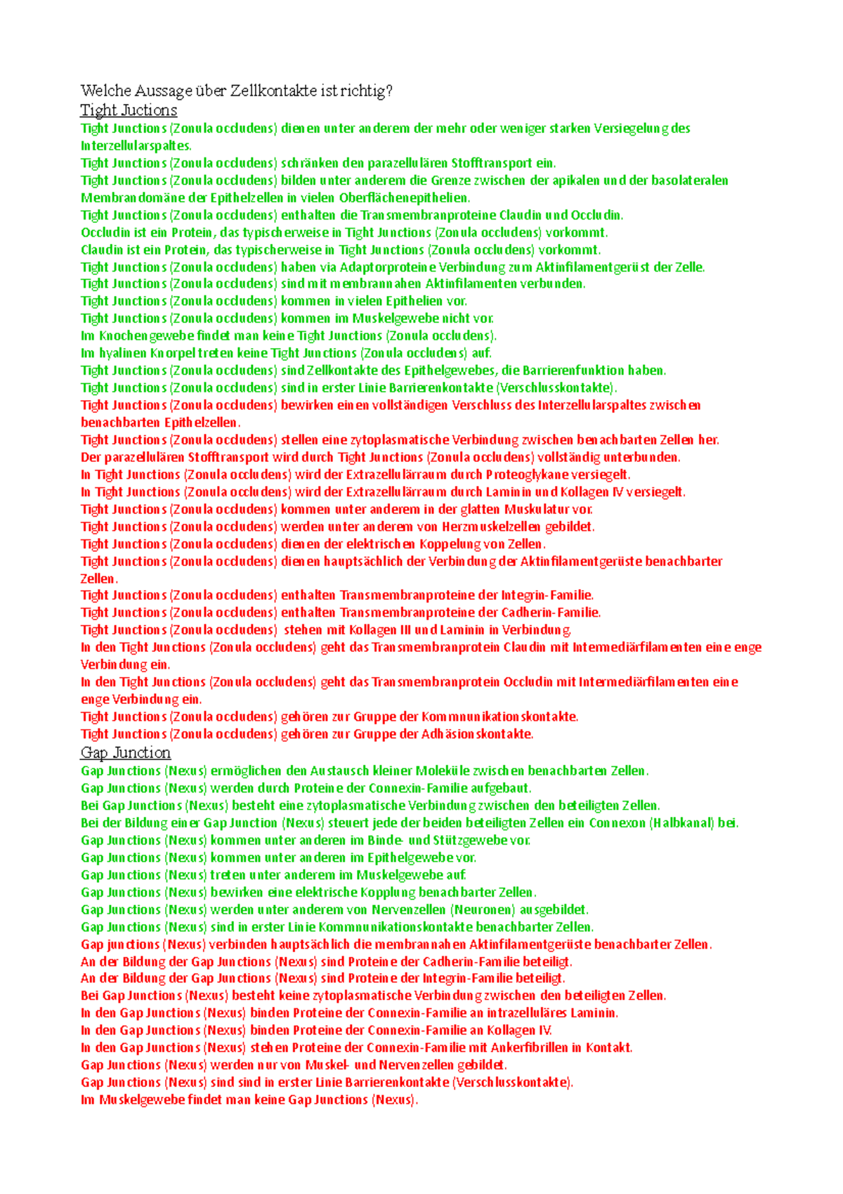Welche Aussage Ist Richtig In Deutschland Gewebelehre QUIZ Aussage - Welche Aussage über Zellkontakte ist richtig