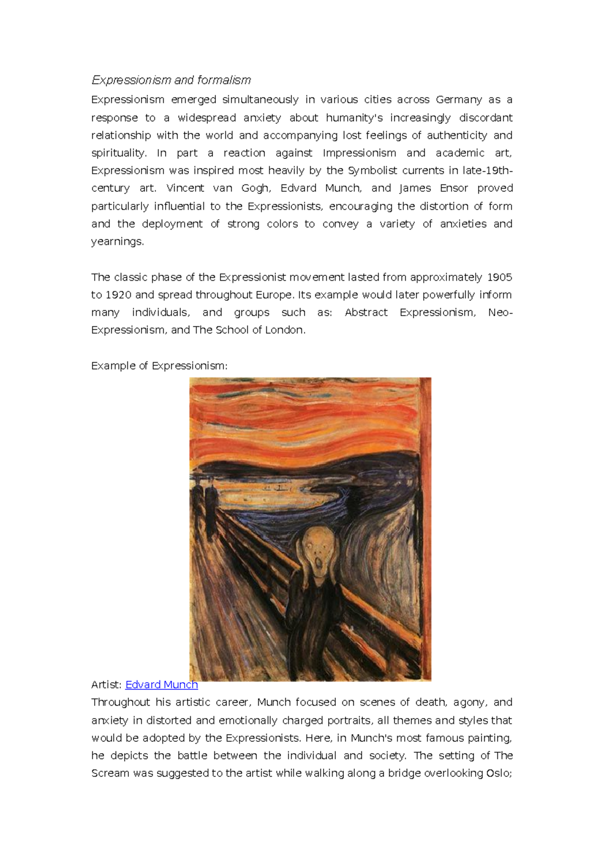 Expressionism and formalism - Expressionism and formalism Expressionism ...