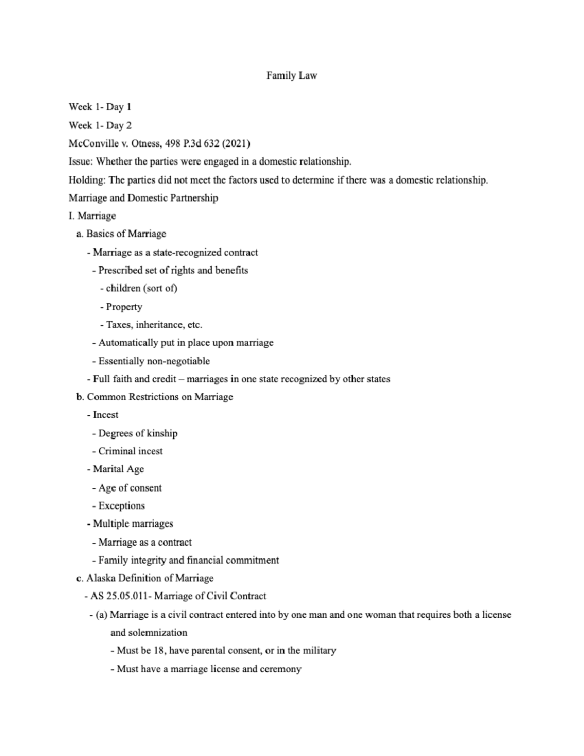 Family Law Notes - PLS F240 - UAA - Studocu
