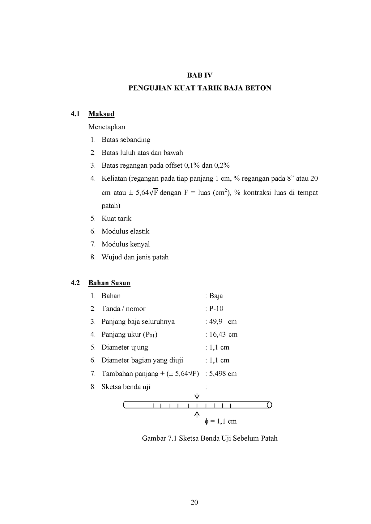 11. A Bab IV - PENGUJIAN KUAT TARIK BAJA BETON - 20 BAB IV PENGUJIAN ...