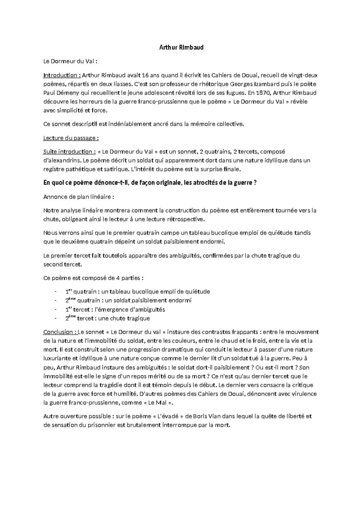 Arthur Rimbaud - C'est son professeur de rhétorique Georges Izambard ...
