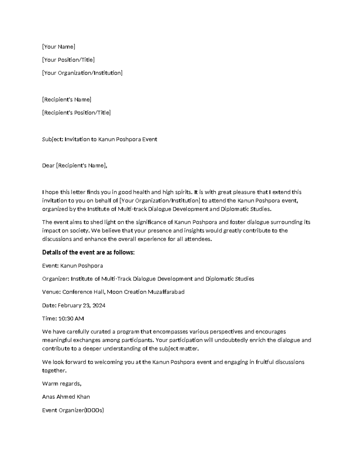 Invitation - It is with great pleasure that I extend this invitation to ...