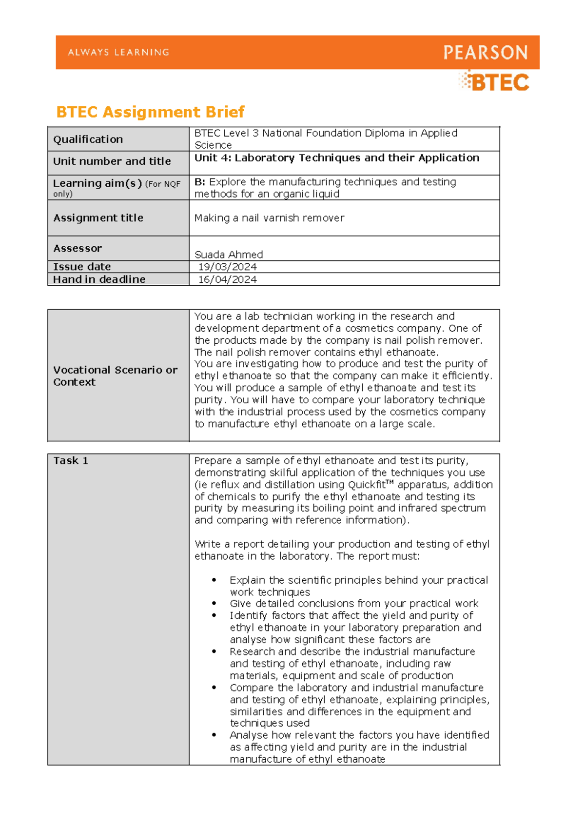 Unit 4.2 criteria B - it is the assignment brief - BTEC Assignment ...