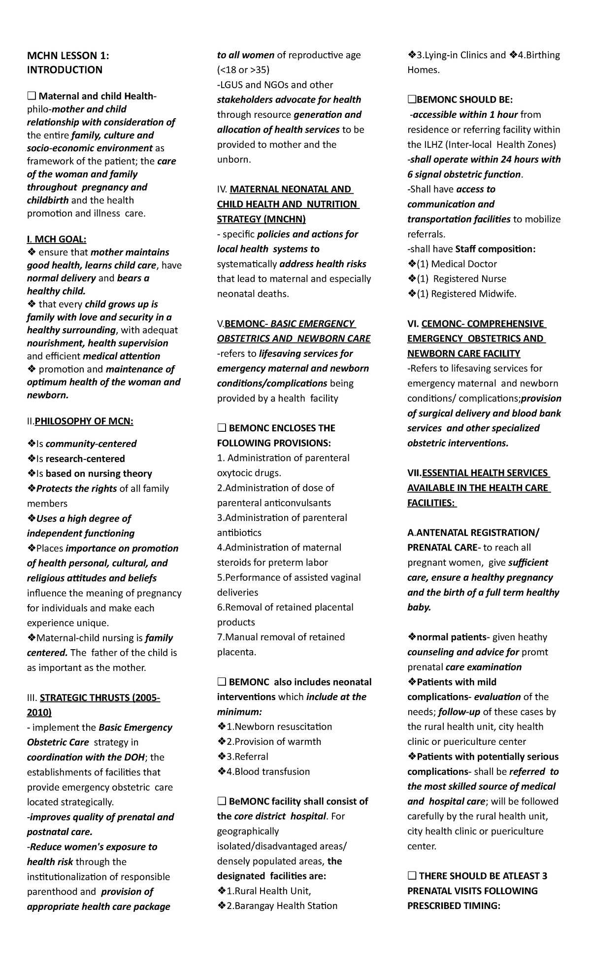 MCHN Lessons WPS Office MCHN LESSON 1 INTRODUCTION Maternal