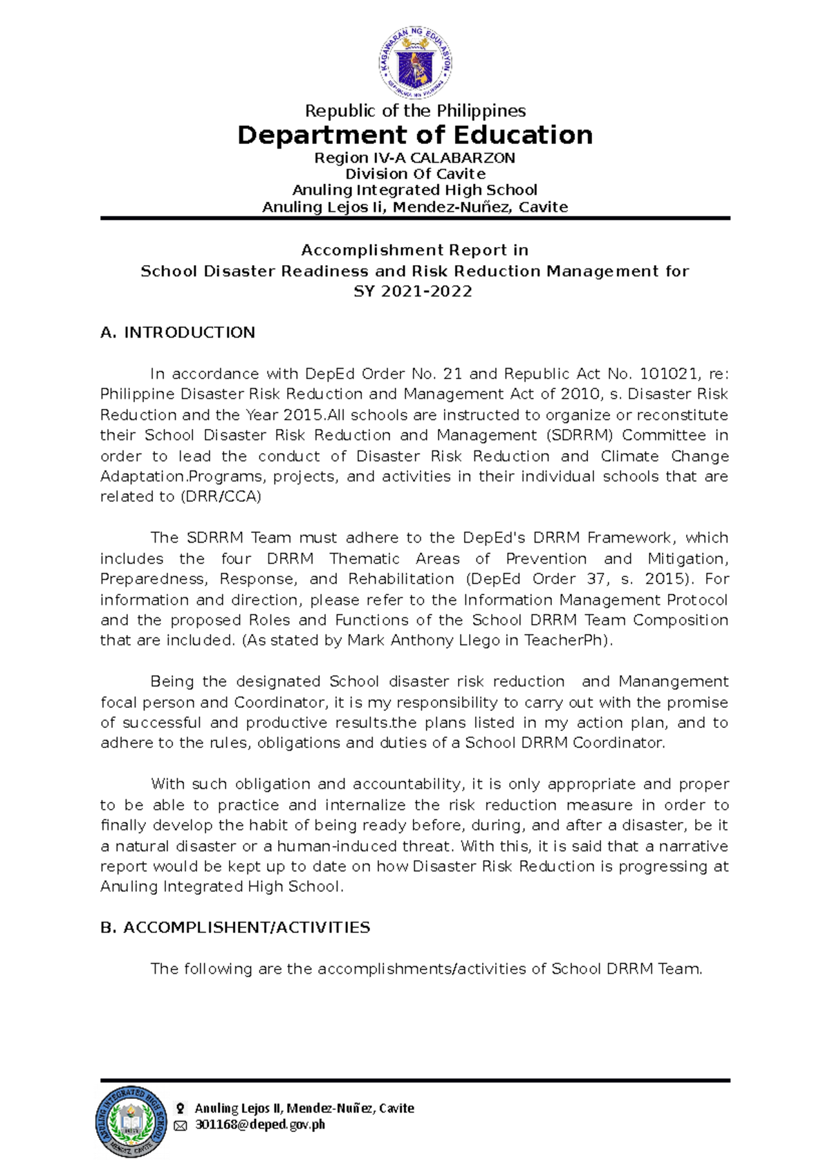 accomplishment-report-drrr-2021-2022-department-of-education-region