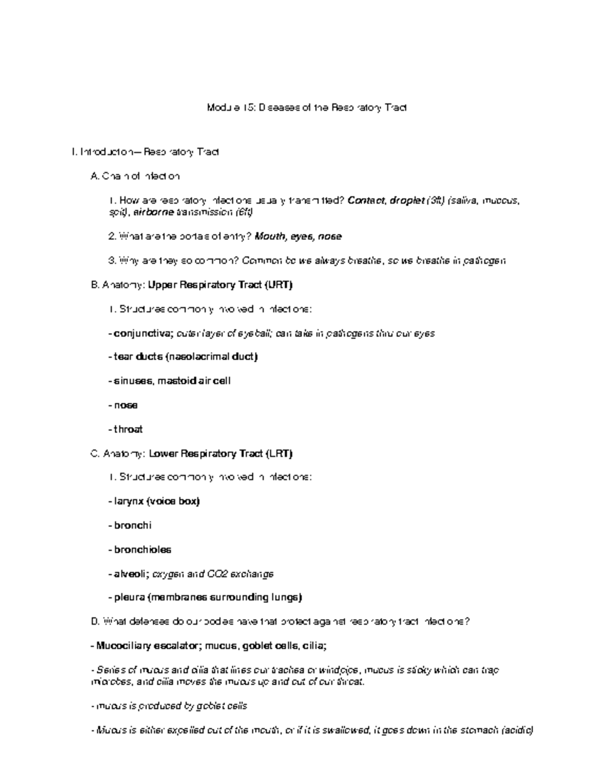 Module 15-Diseases of Respiratory Tract copy - Module 15: Diseases of ...