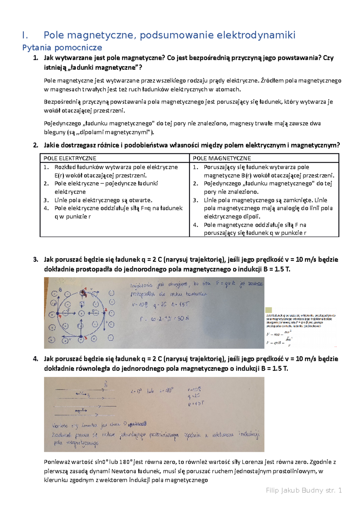 Fizyka 2 (WIP) - Opracowanie 1 Części Egzaminu 2020 - I. Pole ...