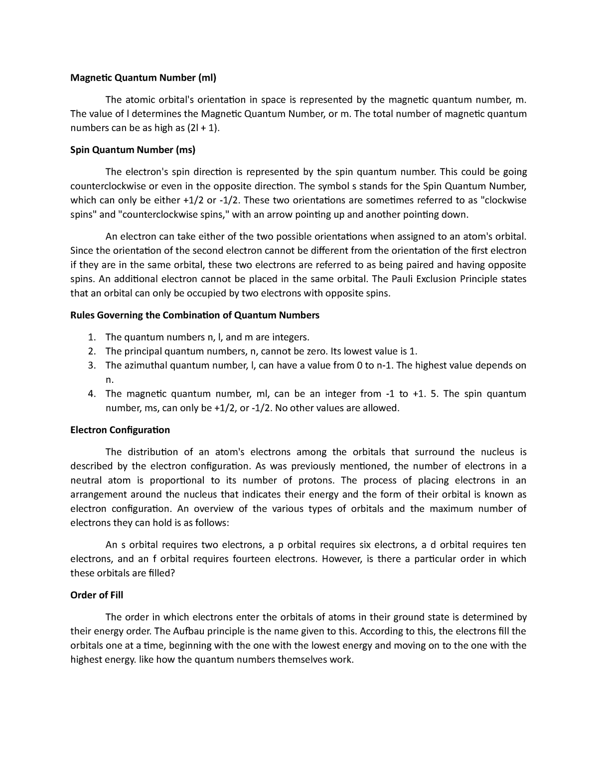 rules-governing-the-combination-of-quantum-numbers-magnetic-quantum