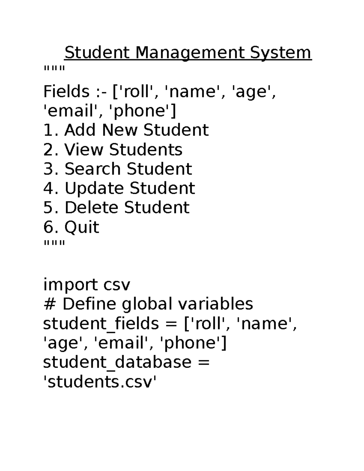 Final project - student management system - Student Management System ...