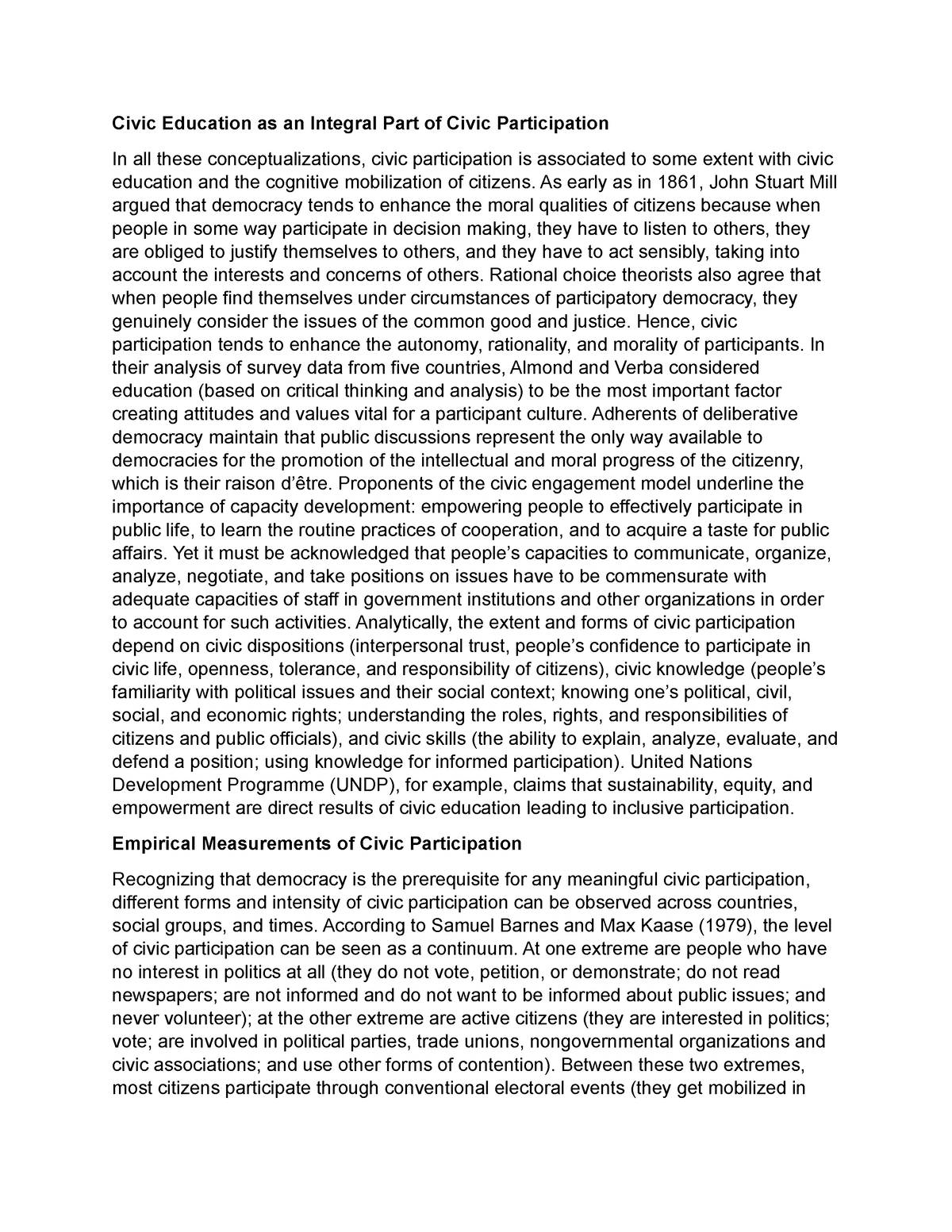 the multifaceted nature of civic participation a literature review