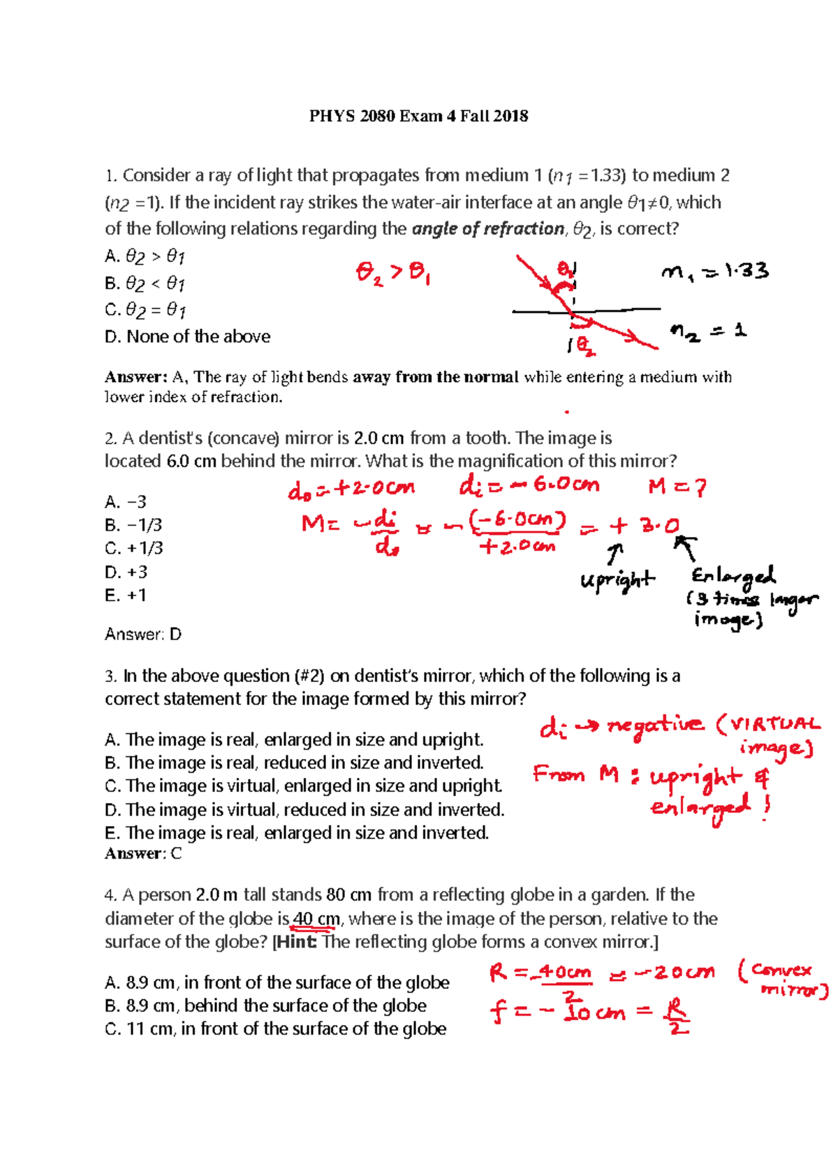 PHYS 2080 Exam 4 Fall 2018 Solutions - PHYS 2080 Exam 4 Fall 2018 ...