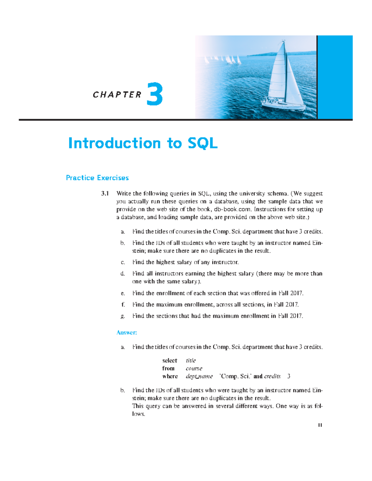 3 - CHAPTER 3 Introdu tion to SQL Pra ti eExer ises 3 - Studocu
