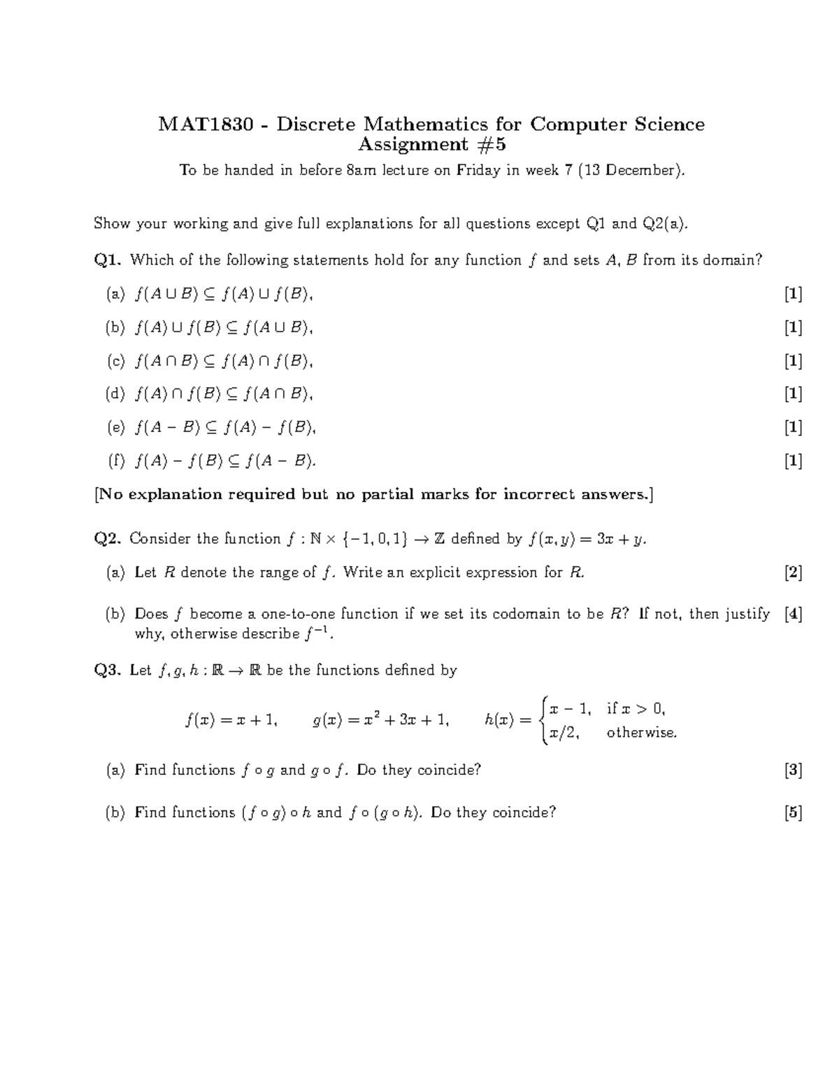 discrete math assignment