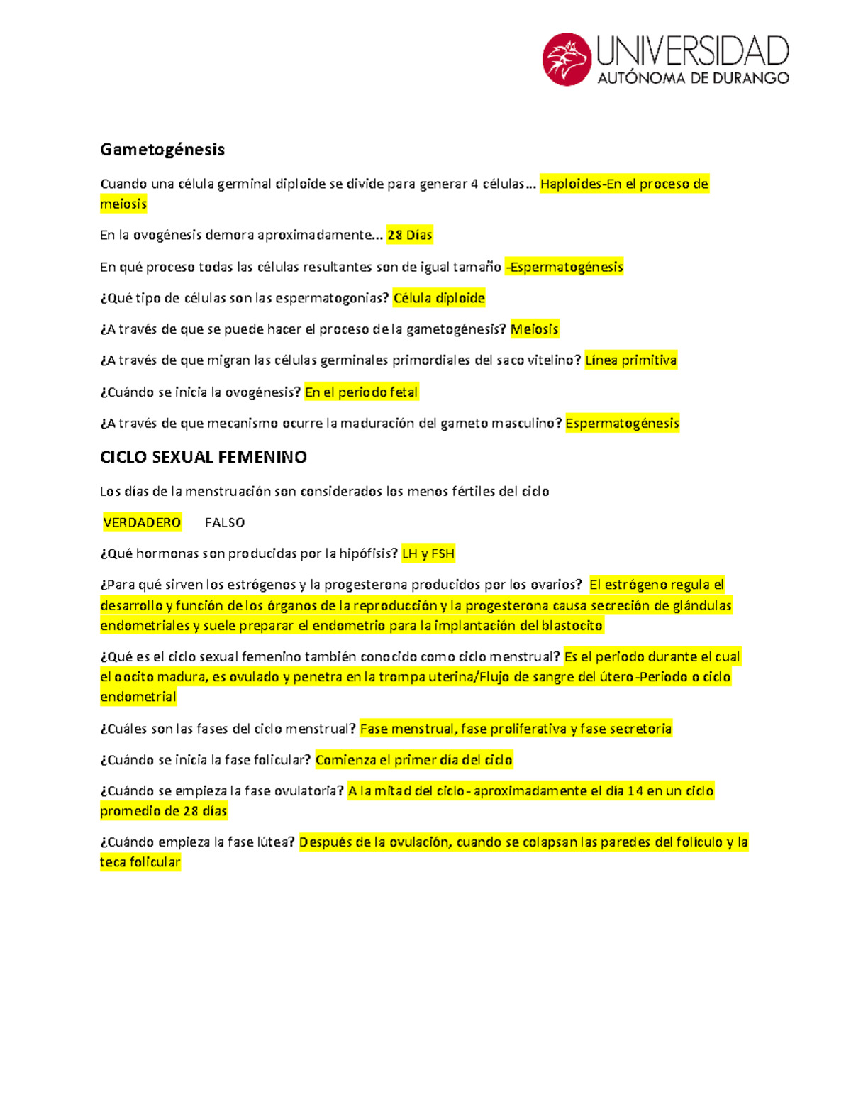 Gametogénesis y Ciclo Sexual Femenino-DNRP 1°E - GametogÈnesis Cuando ...