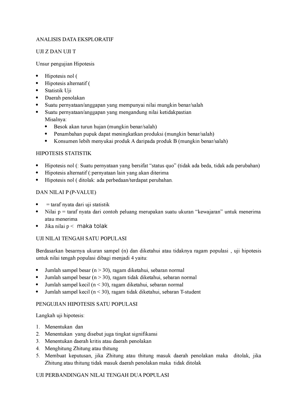 UJI Z UJI T (ADE) - Materi Uji Z Dan Uji T - ANALISIS DATA EKSPLORATIF ...