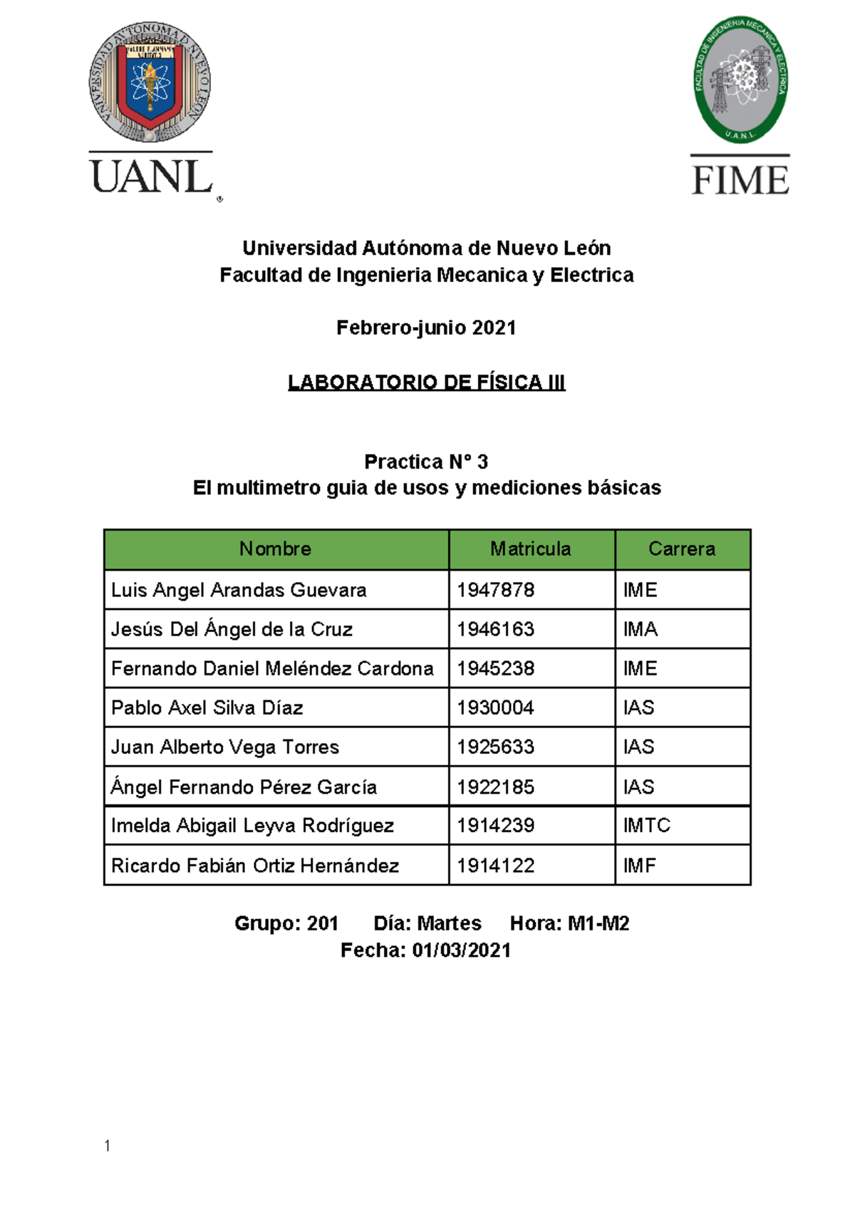 lab fisica 3Practica 3 - Universidad Autónoma de Nuevo León Facultad de ...