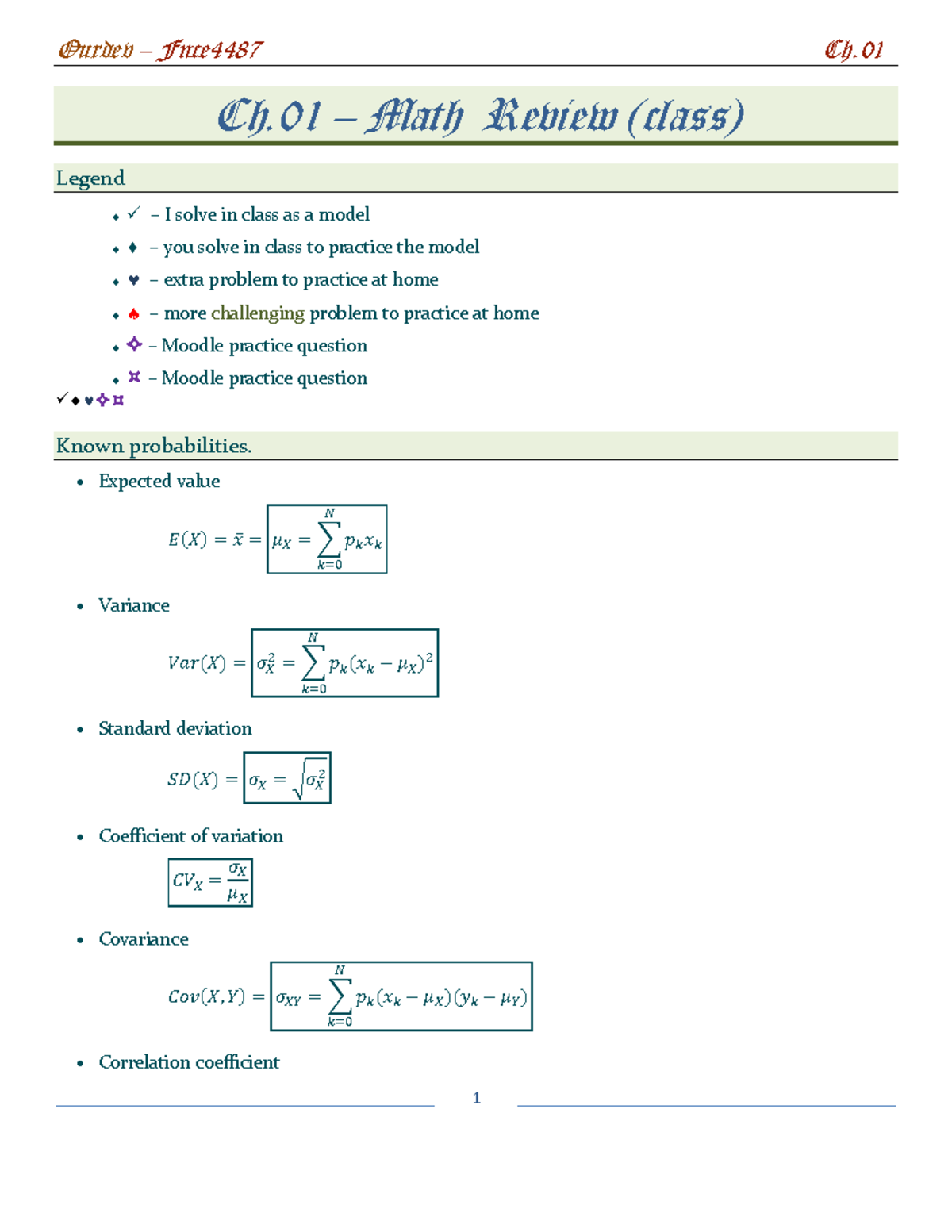 Fn4487 - Ch.01 - Ch – Math Review (class) Legend – I solve in class as ...