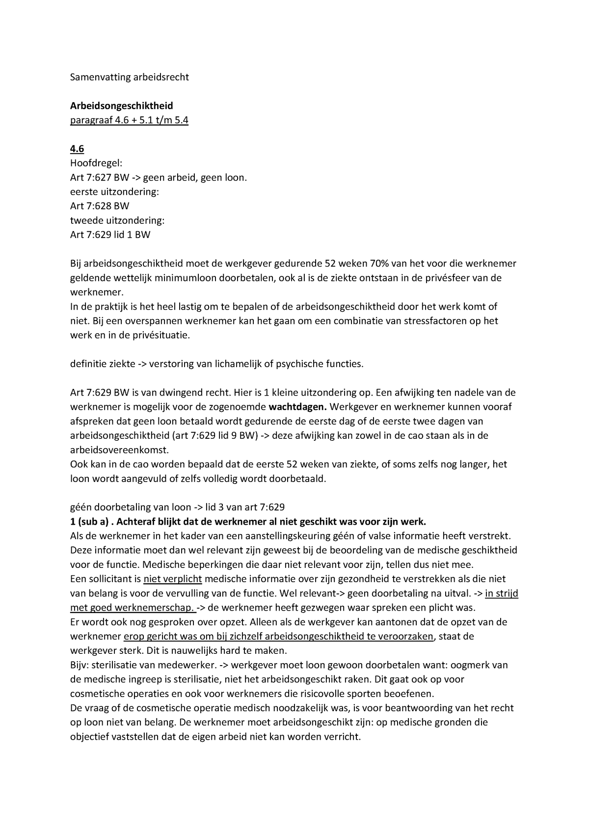 Samenvatting Arbeidsrecht Begrepen - Samenvatting Arbeidsrecht ...