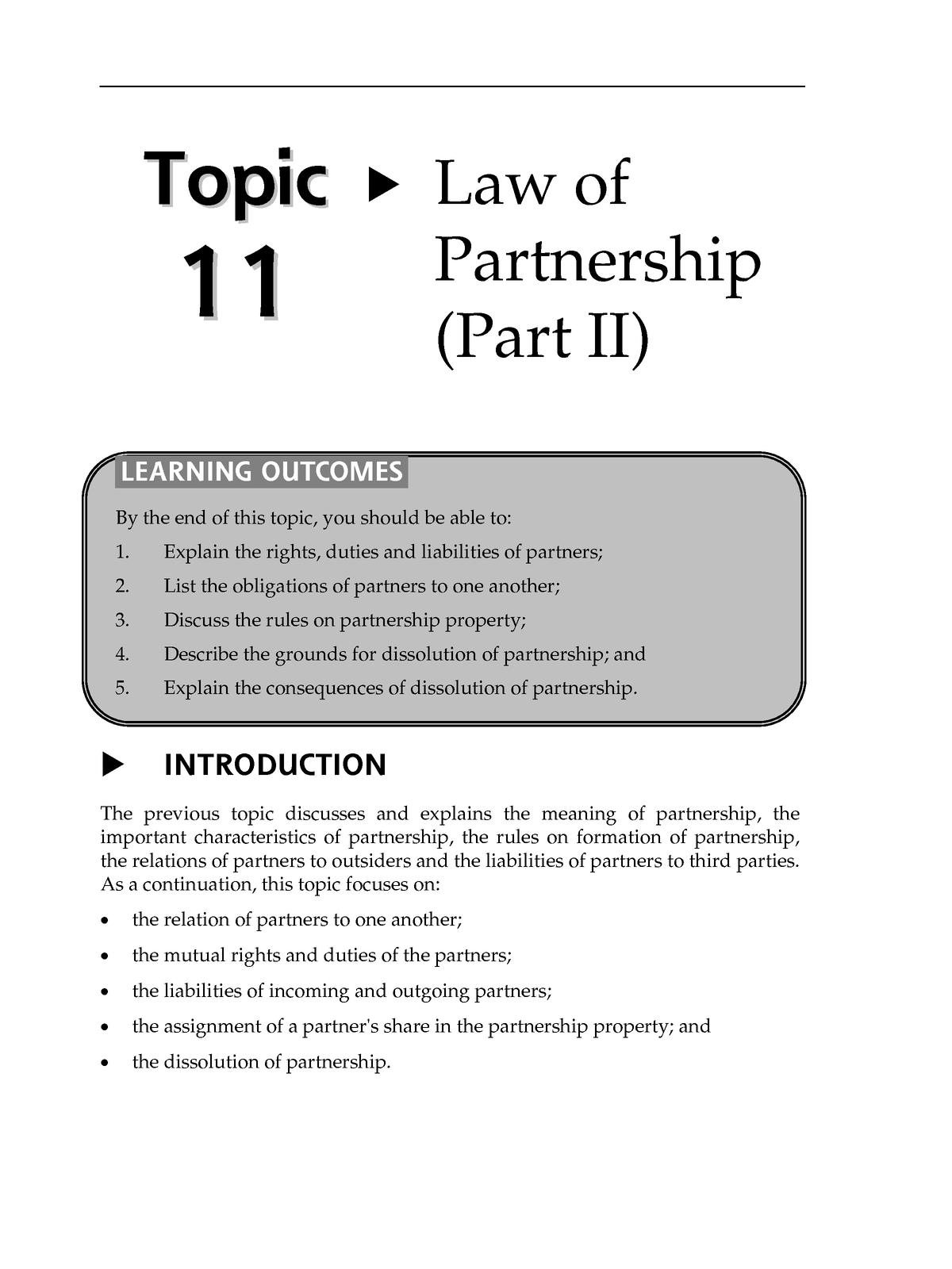 Partnership II - õ õ INTRODUCTION The Previous Topic Discusses And ...