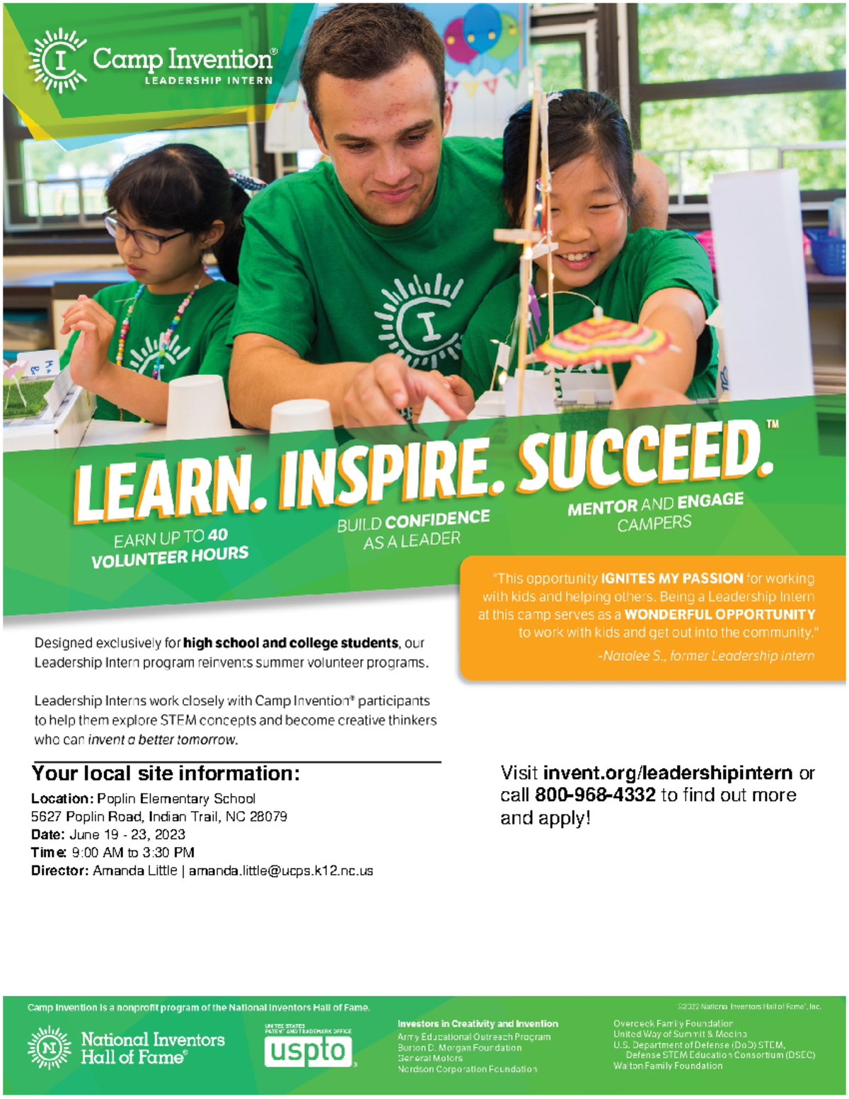 Leadership Intern Flyer (002) - I Camp Invention R LEADERSHIP INTERN TM ...
