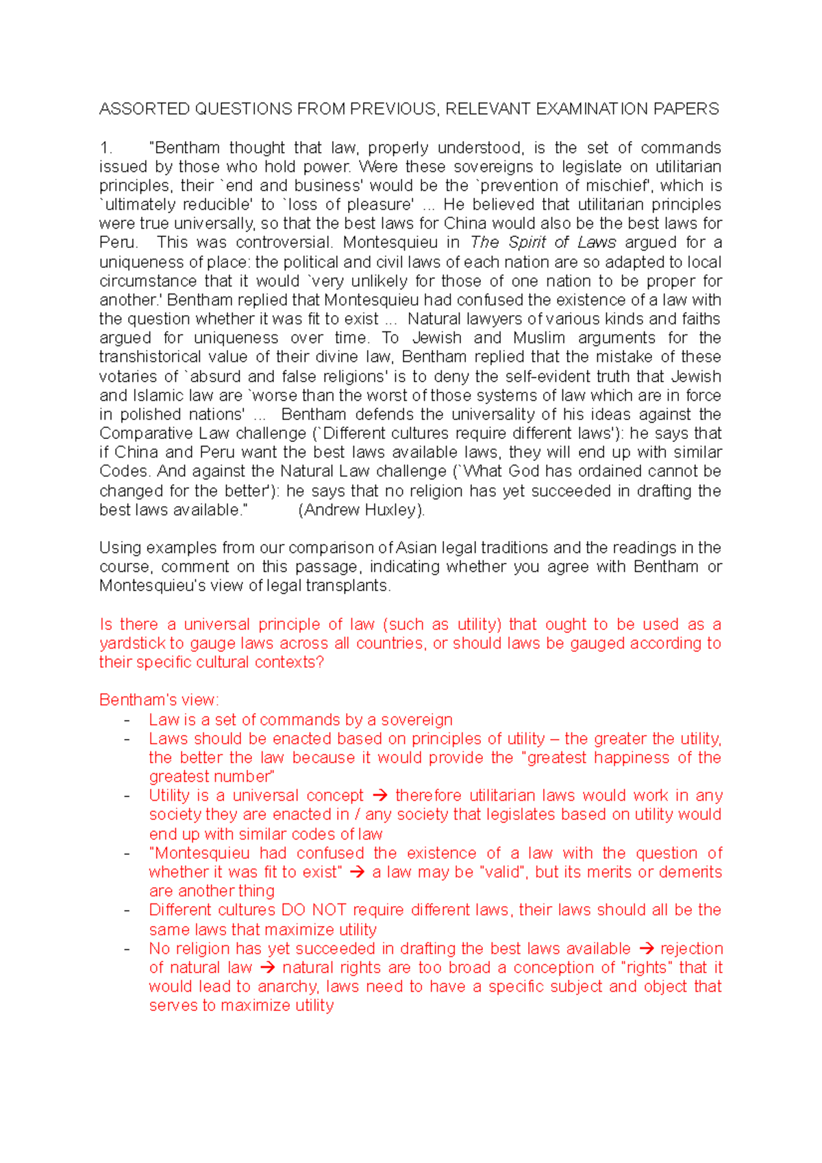 LSA Practice Questions Assorted ASSORTED QUESTIONS FROM PREVIOUS, RELEVANT EXAMINATION PAPERS