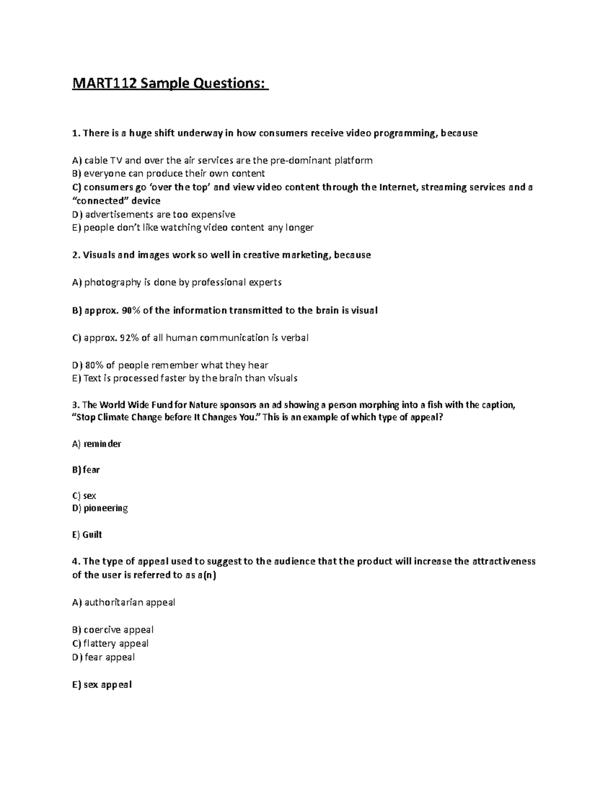 MART112 Sample MCQs - Combined all the MCQs given at the end of every ...
