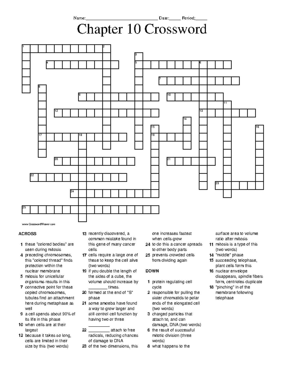 Chapter 10 Crossword Name: Date