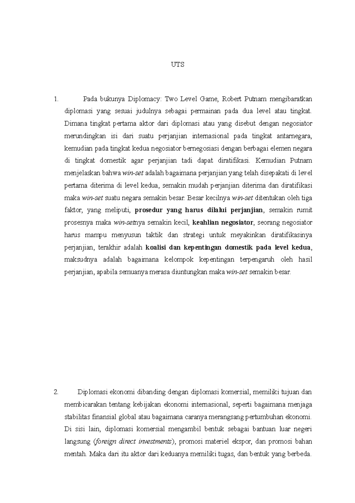 UTS Diplomasi Diplomacy Midterm UTS Pada bukunya Diplomacy Two
