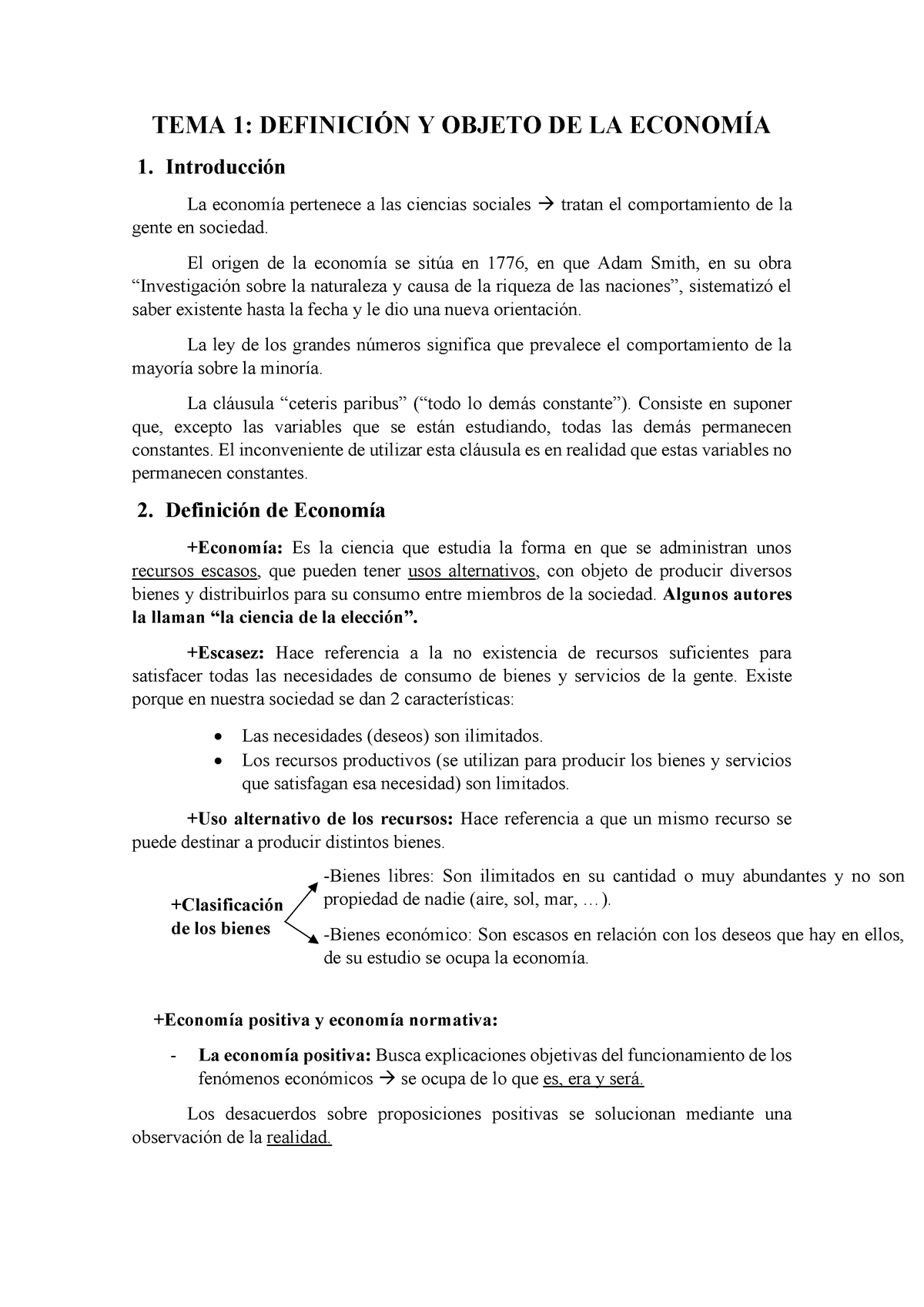 TEMA 1 - Resumen Tema 1 - Introducción A La Economía - TEMA 1 ...