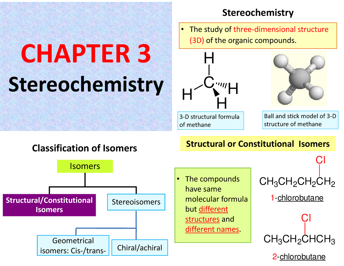 Chapter 3 Stereochemistry - CHAPTER 3 Stereochemistry Stereochemistry ...