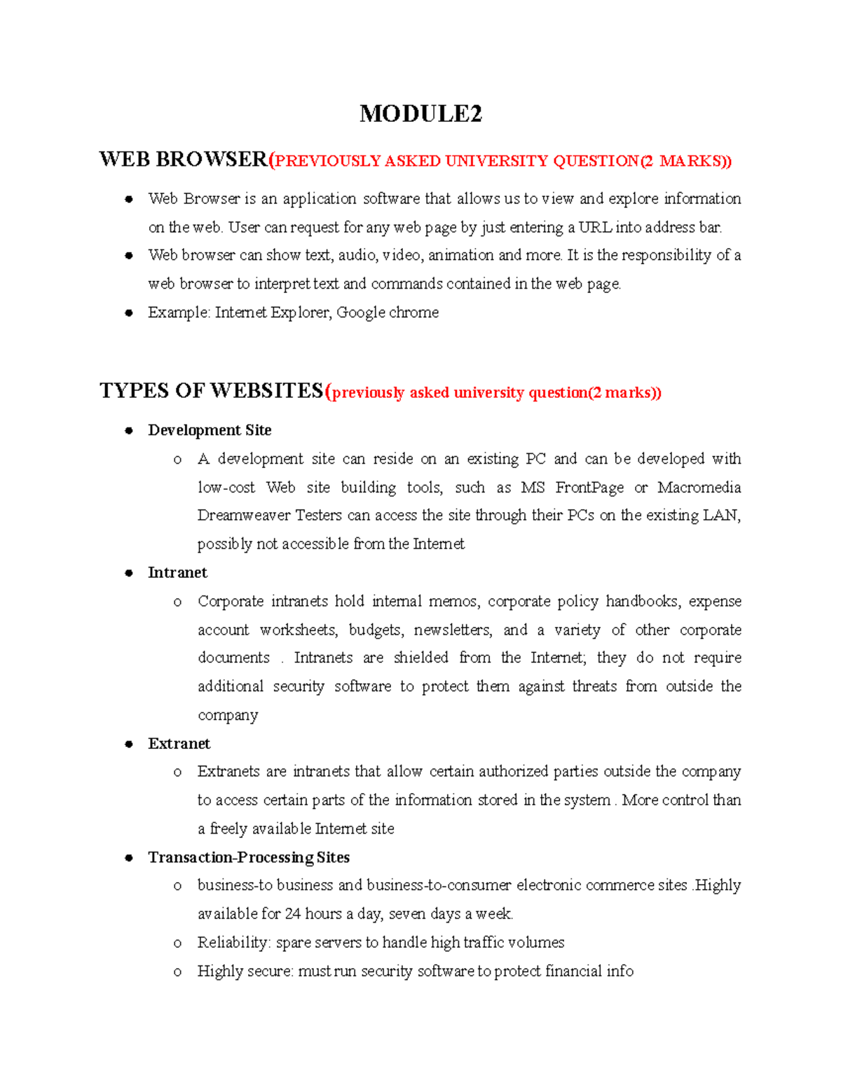 Web Technologies Module 2 - MODULE WEB BROWSER(PREVIOUSLY ASKED ...