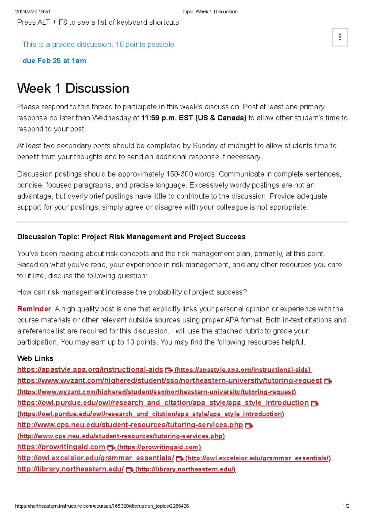 Topic Week 1 Discussion - 2024/2/20 19:51 Topic: Week 1 Discussion ...