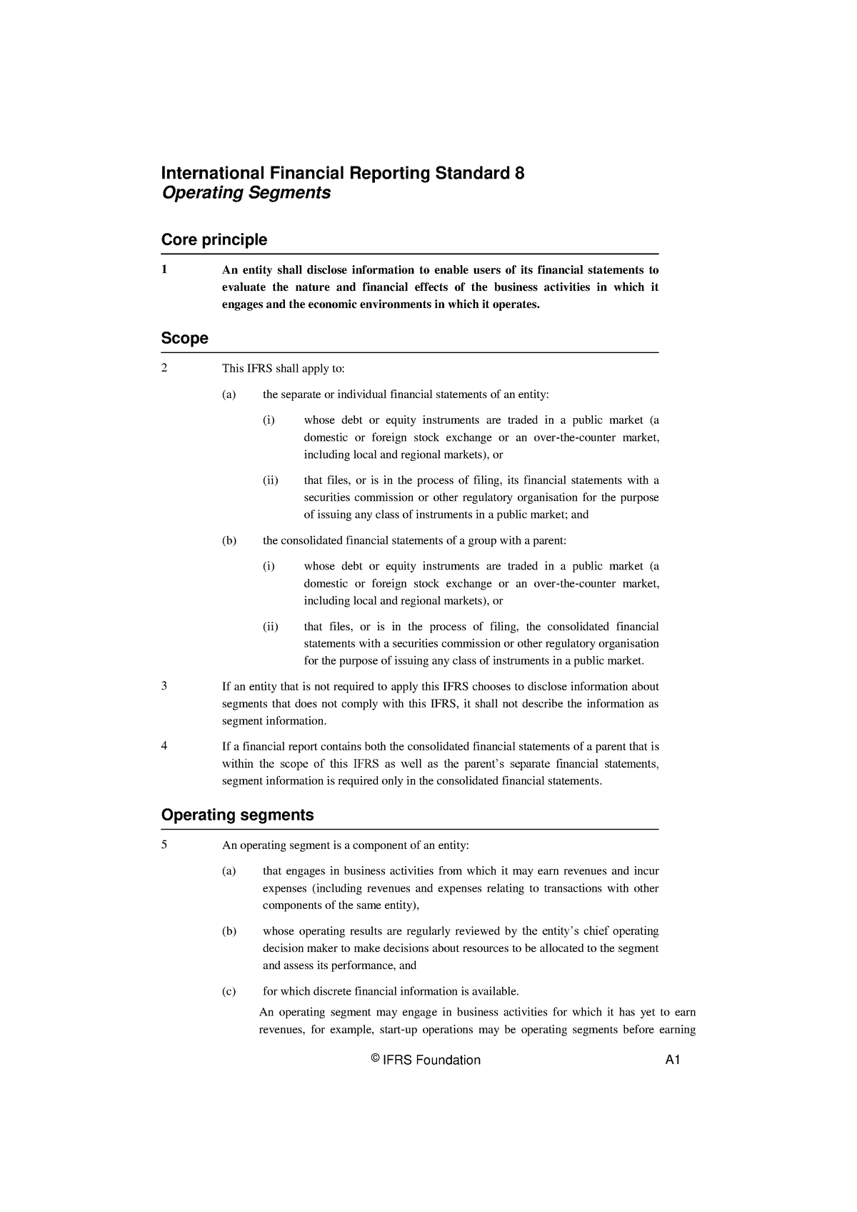 IFRS 08 Operating Segments - © IFRS Foundation A 1 International ...