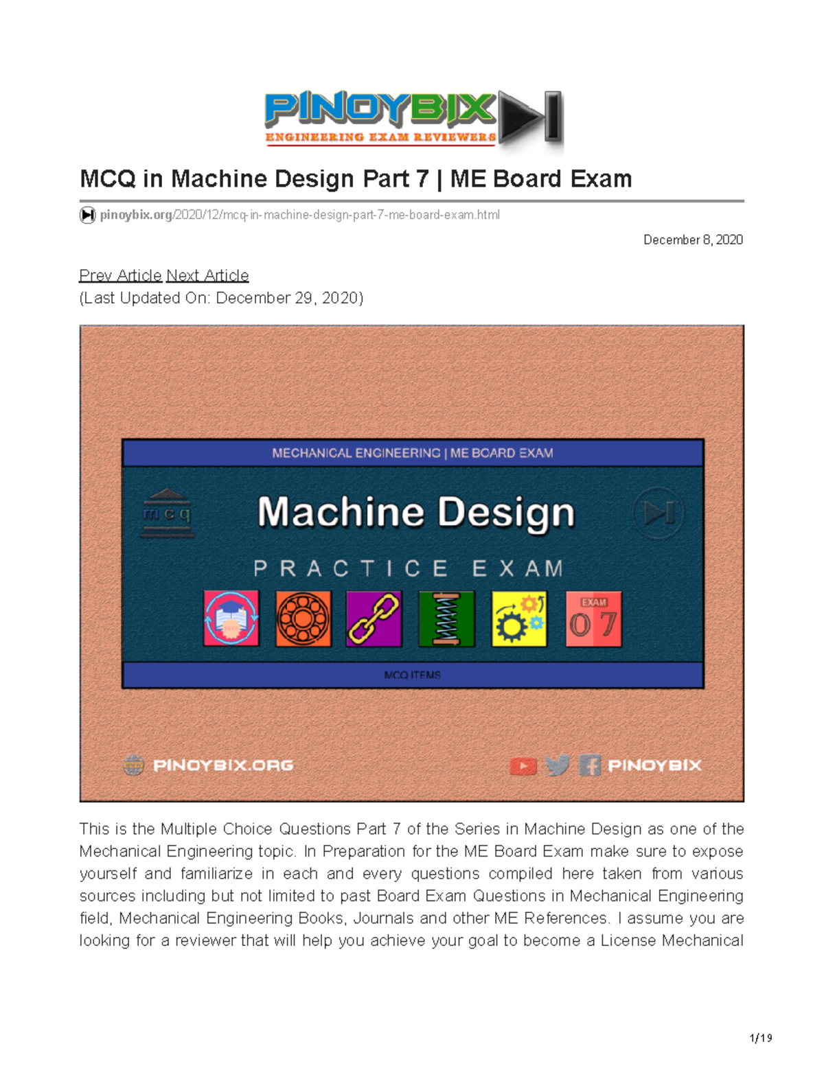 Pinoybix - Notes - December 8, 2020 MCQ In Machine Design Part 7 | ME ...