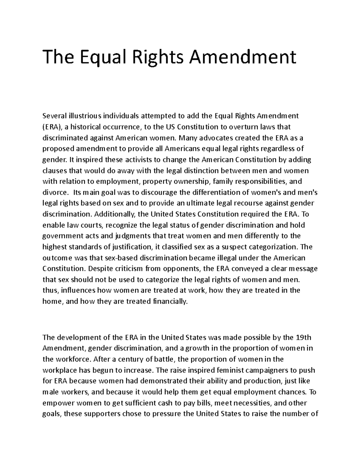 equal rights amendment essay