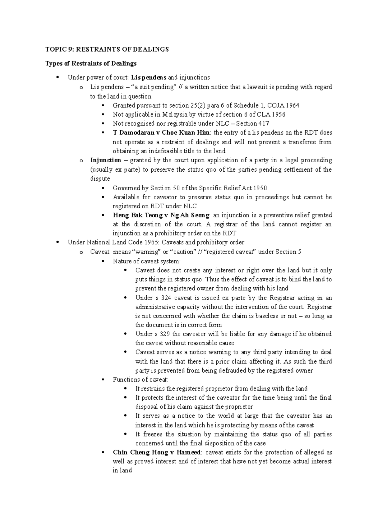 land-law-2-topic-9-topic-9-restraints-of-dealings-types-of