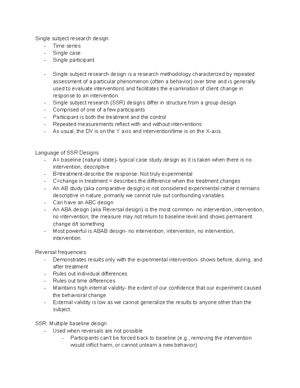 single subject research design paper example