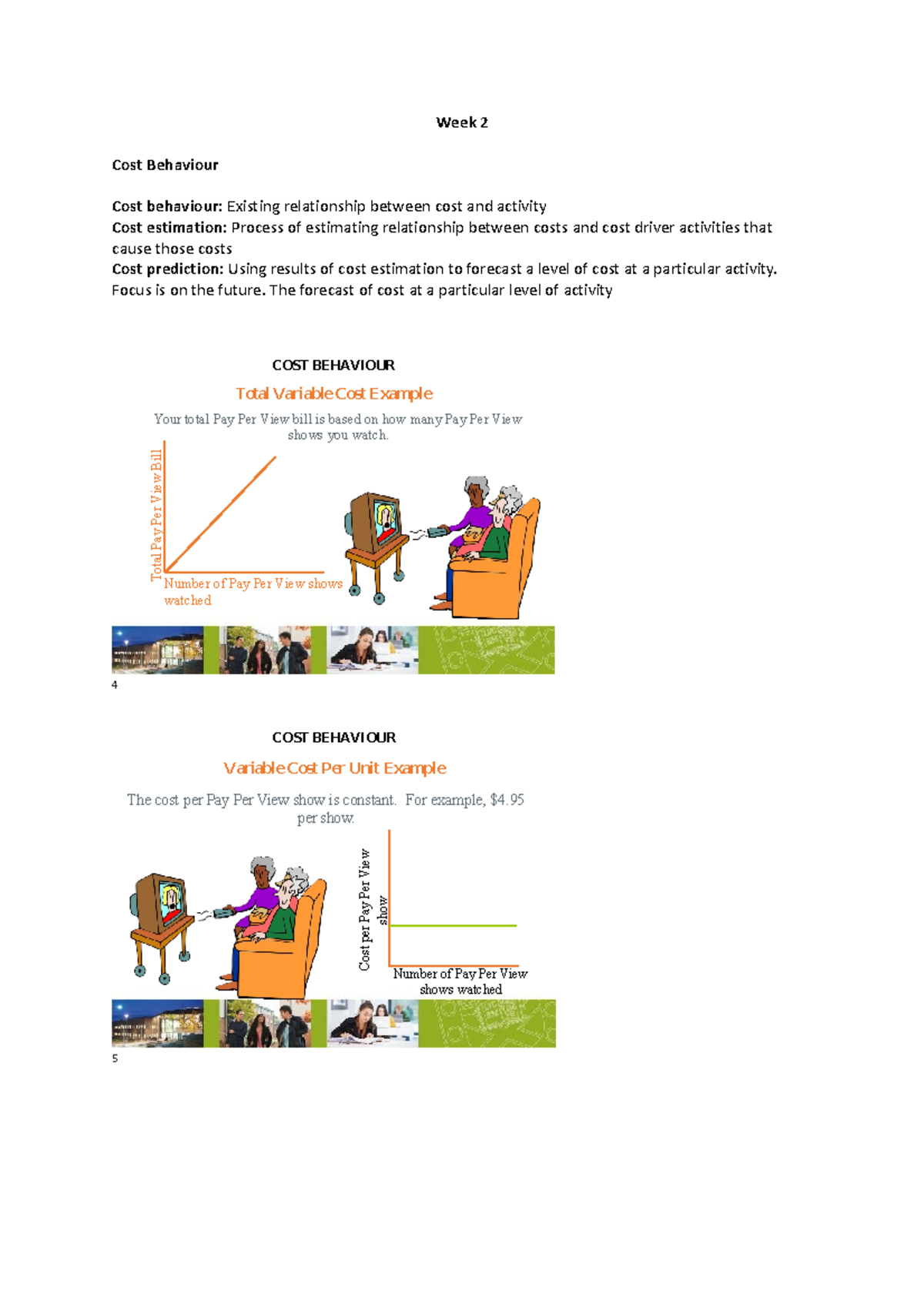 Week 2 + T - Notes - Week 2 Cost Behaviour Cost behaviour: Existing ...