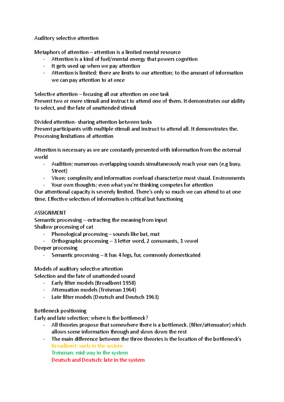 Lecture 5 - auditory selective attention - Auditory selective attention ...