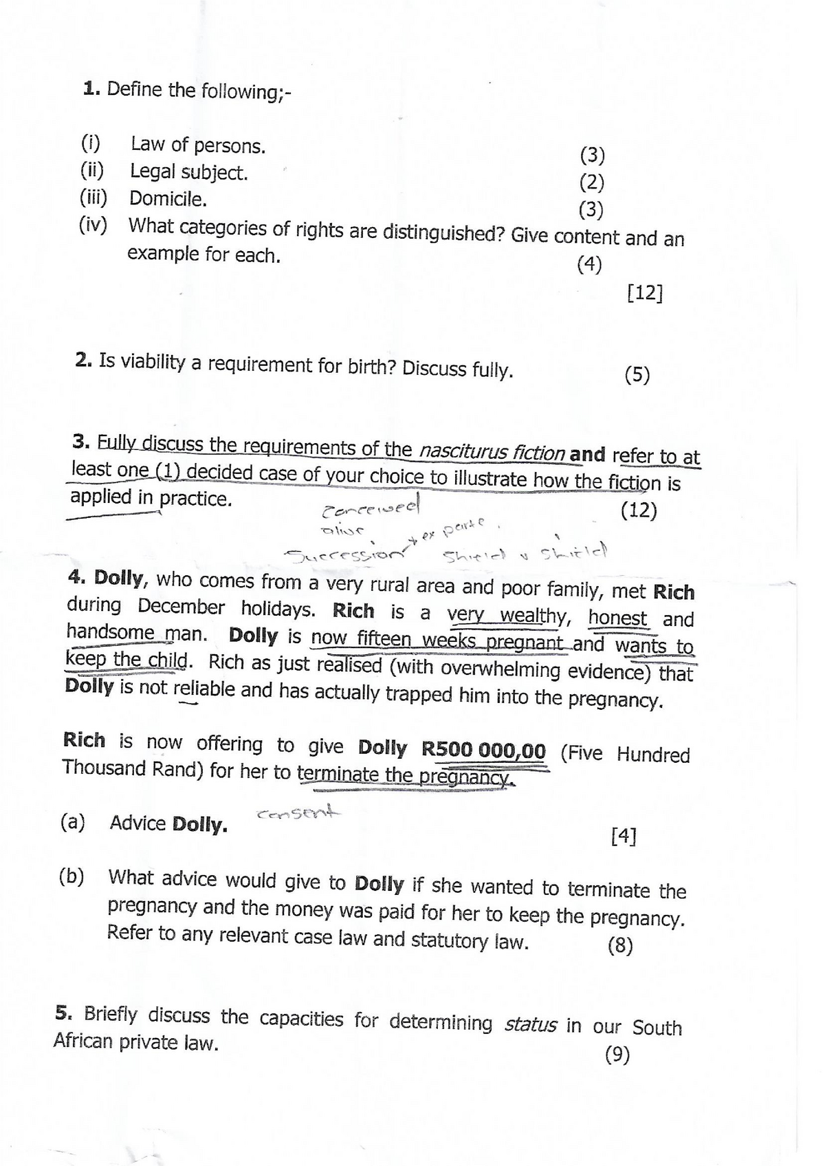 Law Of Persons 9 - Exam Paper - Clap011 - Studocu