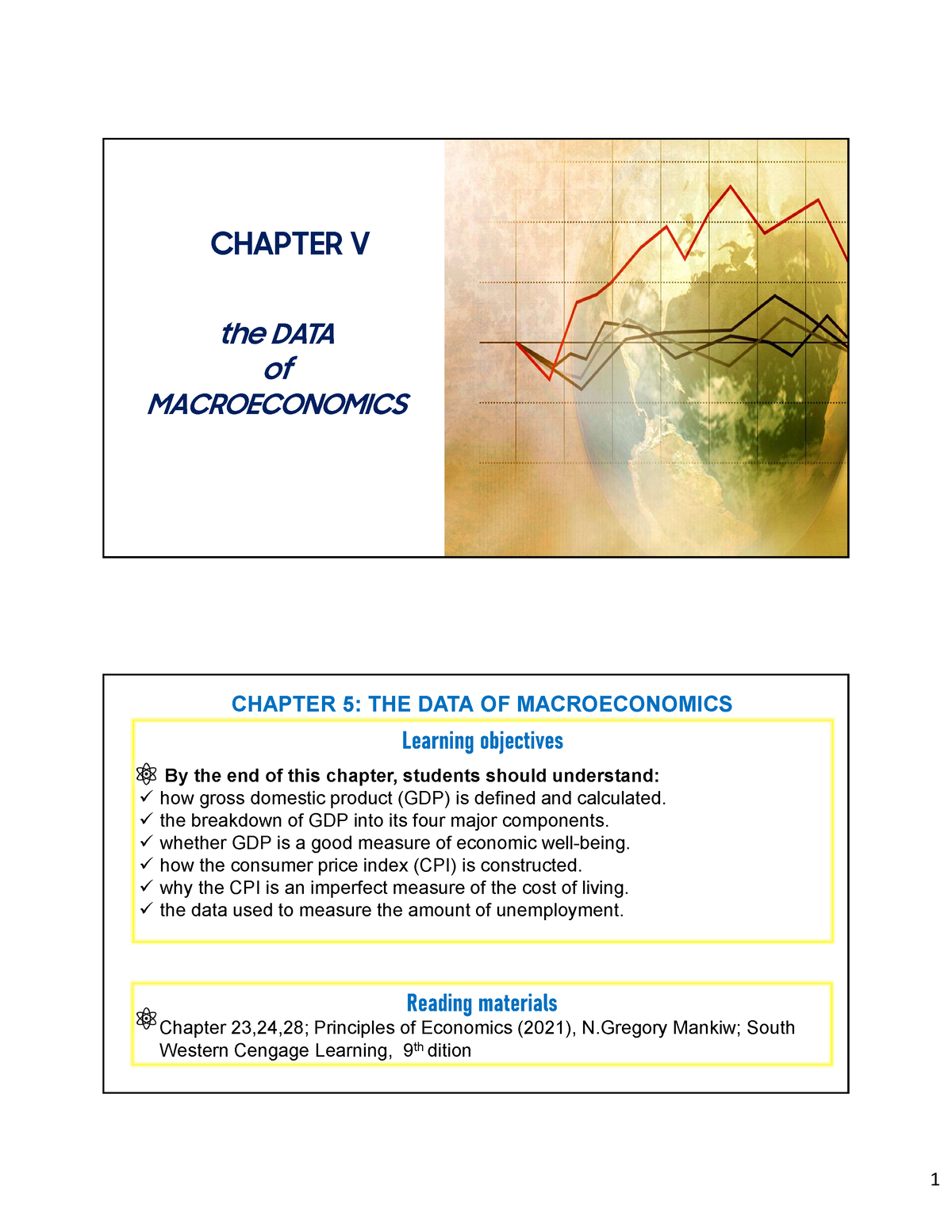 Student Handouts Chapter 5 - CHAPTER V The DATA Of MACROECONOMICS ...