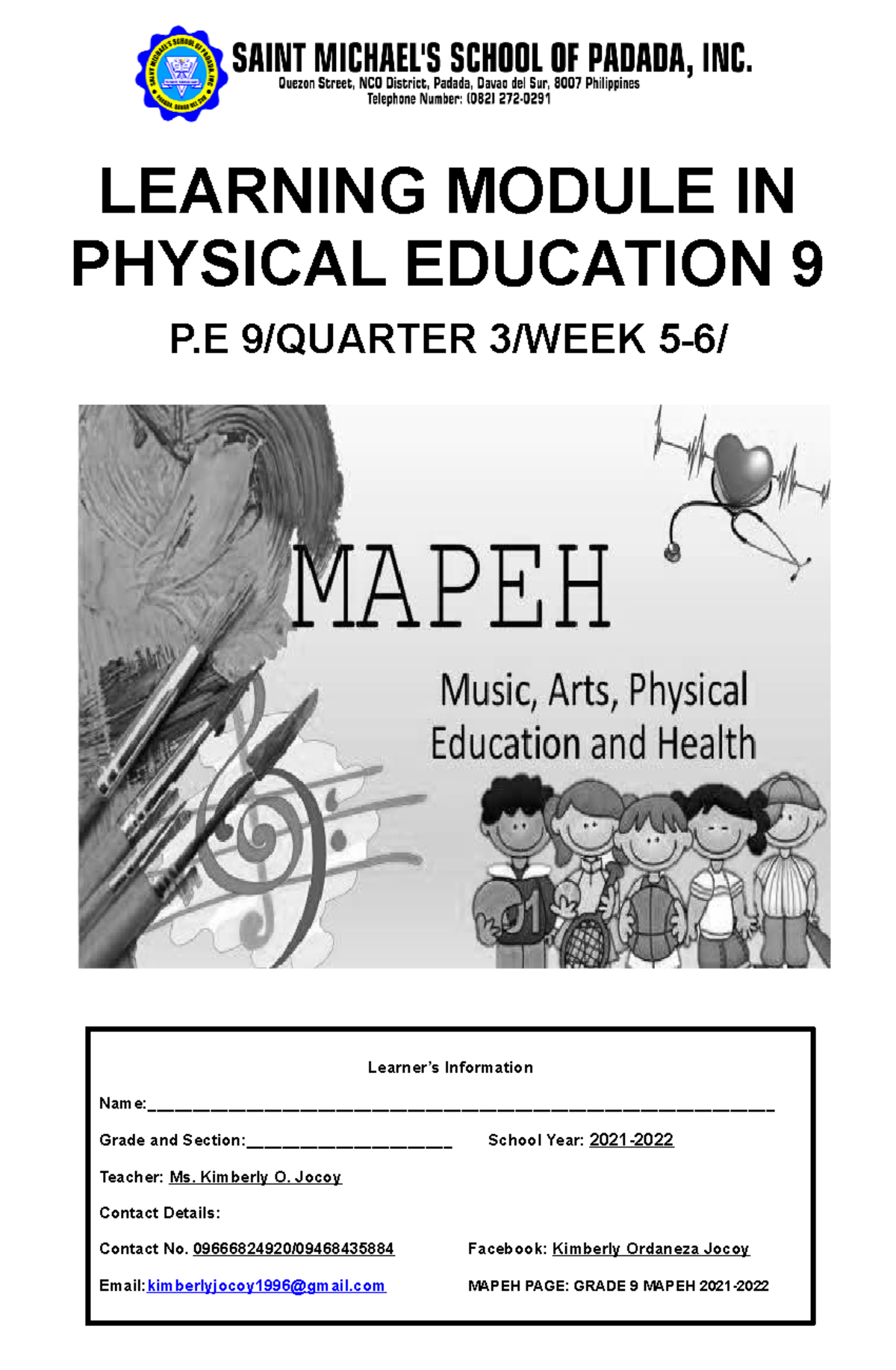 P.E 9 Q3 WEEK 5 6 - asx - LEARNING MODULE IN PHYSICAL EDUCATION 9 P 9 ...