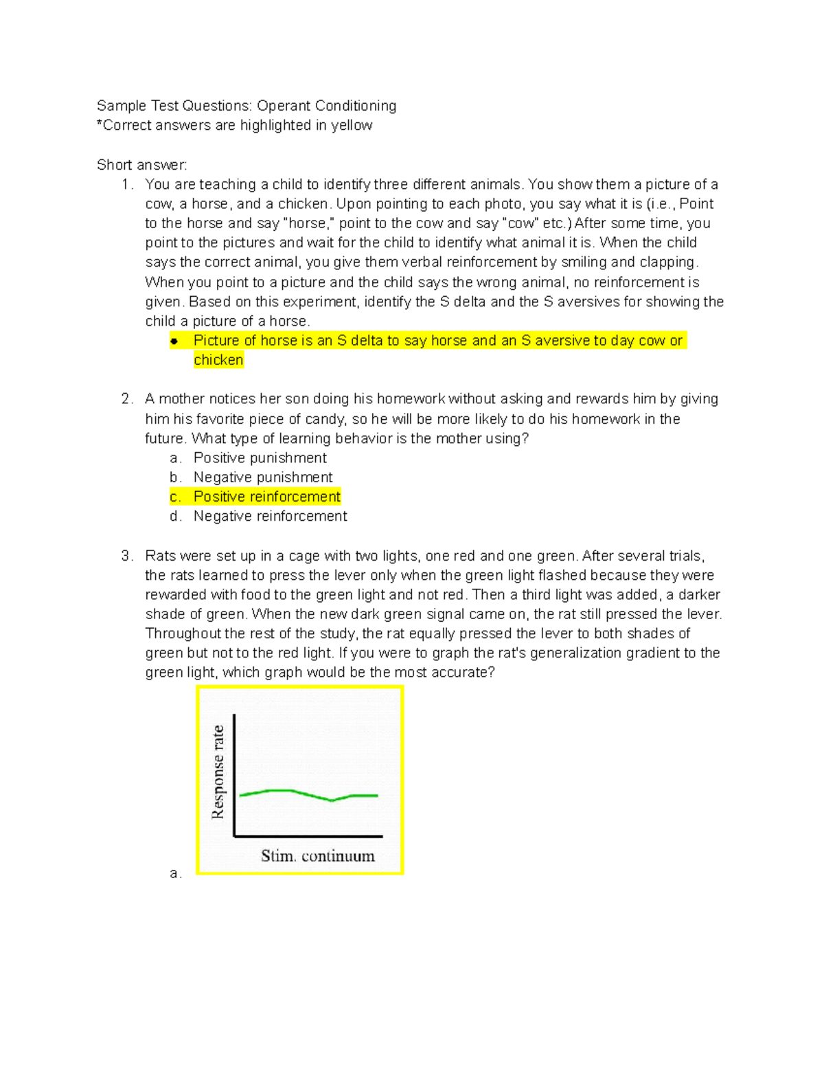 Psych Test Questions (Ch: Operant Conditioning) - Sample Test Questions ...