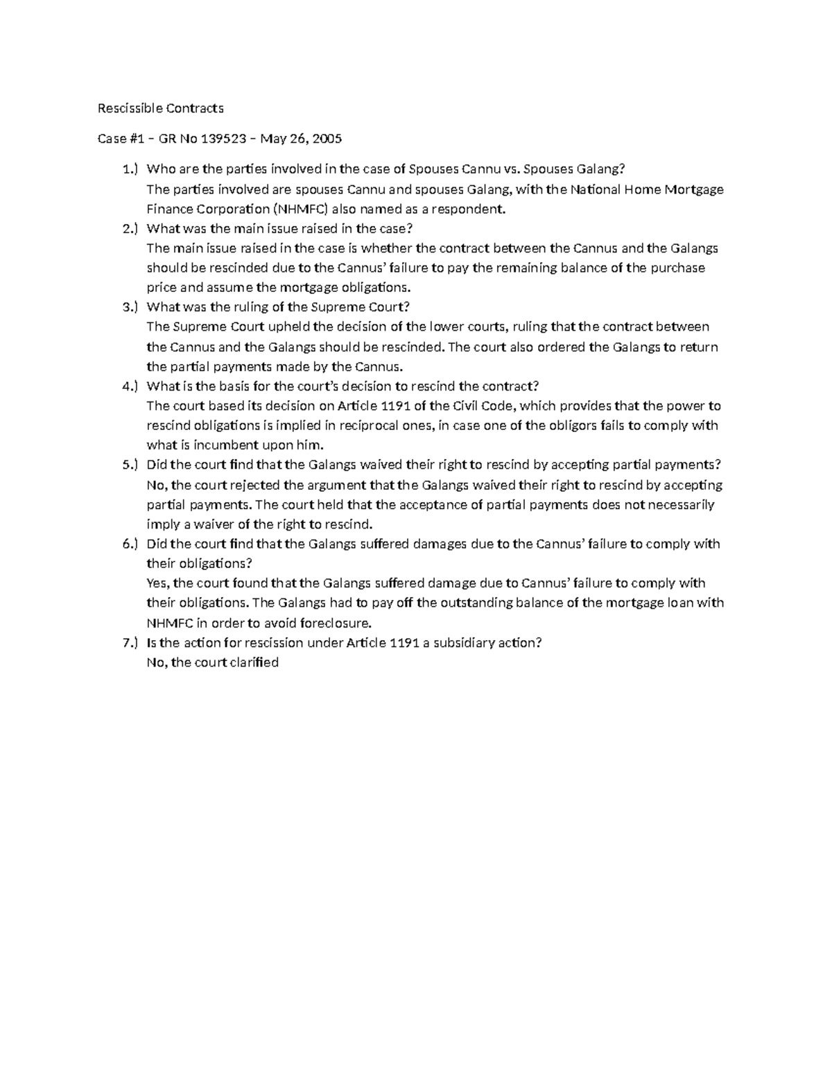 Rescissible Contracts Rescissible Contracts Case 1 Gr No 139523 May 26 2005 1 Who Are Rescissible Contracts Rescissible Contracts Case 1 Gr No 139523 May 26 2005 1 Who Are