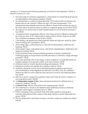 Final Exam - Question 1-20: Please read the following statements, and ...